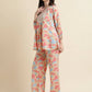 Beige & Pink Poly Crepe Digital Printed Top with Matching Bottom - Preeti