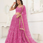 Aastha Fashion Pink Butterfly Net Tone To Tone Thread Work, Sequence Work And Original Mirror Work Embroidery Wedding Wear Lehenga Choli