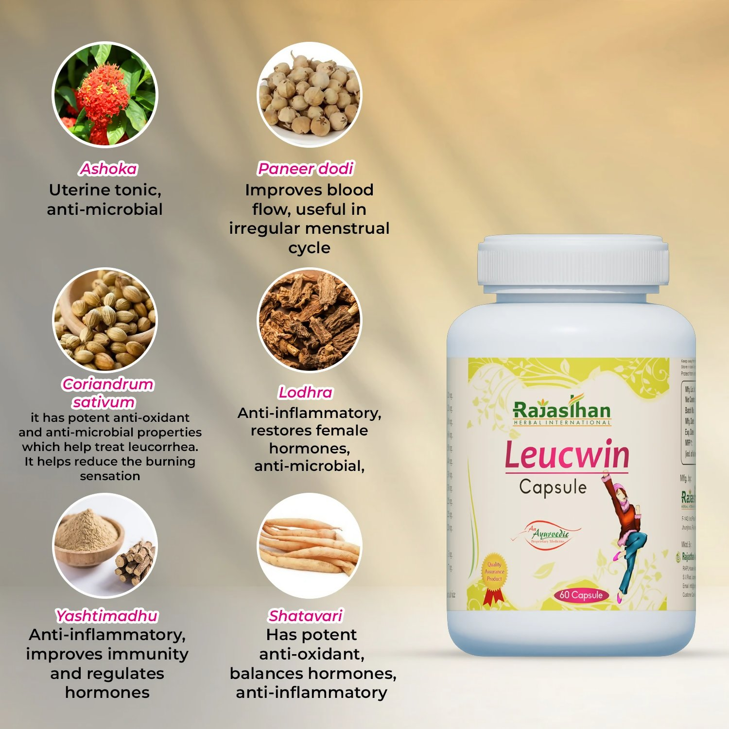 Rajasthan Herbals Leucwin Capsules | Swadesiicart