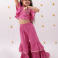 Lil Drama Khilkhilahat Pink Crop Top and Flare Pant Set For Girls | Swadesiicart