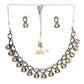 Dual Tone Kundan Neckpiece with Earrings Jewellery Set (silver) - Ruby Raang - Swadesiicart