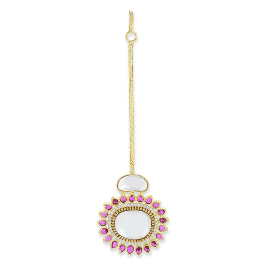 Flower Kundan Maang Tikka- Ruby Raang | Swadesiicart