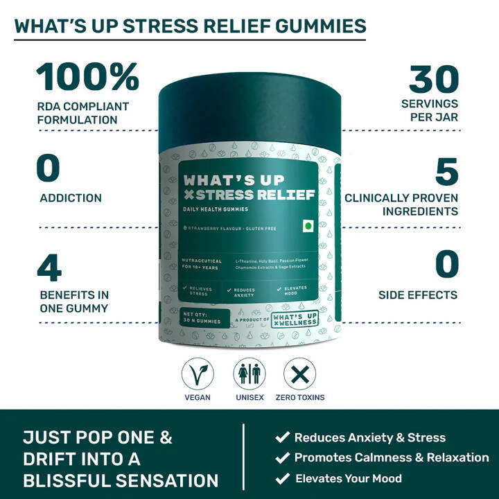 What’s Up Wellness Stress Relief Gummies - Swadesiicart