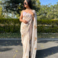 Vamsee Cream Chiffon Designer Saree - Swadesiicart