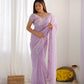 Vamsee Onam Lavender Crushed Fandy Tissue Silk Saree - Swadesiicart
