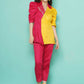 Women Republic Pink And Yellow Cotton Silk hand Embellished Coord set with Pouch | Swadesiicart