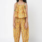 Lil Drama Golden Weaves Yellow Crop Top With Dhoti Co-Ordinate Set - Swadesiicart