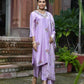 Vaasva Women's Tissue Silk Emboidered Suit Set With Solid Pant & Solid Embroidered Dupatta | Swadesiicart