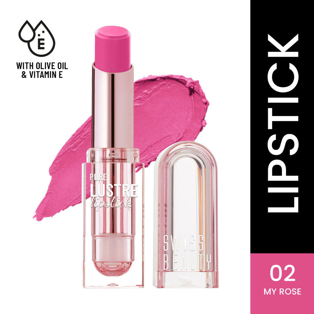 Swiss Beauty High Shine Finish Smooth Glide Pure Lustre Lipstick - 2 My Rose | Swadesiicart