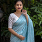 Sky Blue Poly Georgette Woven Design Saree with Unstitched Blouse - Hiral Fashion | Swadesiicart