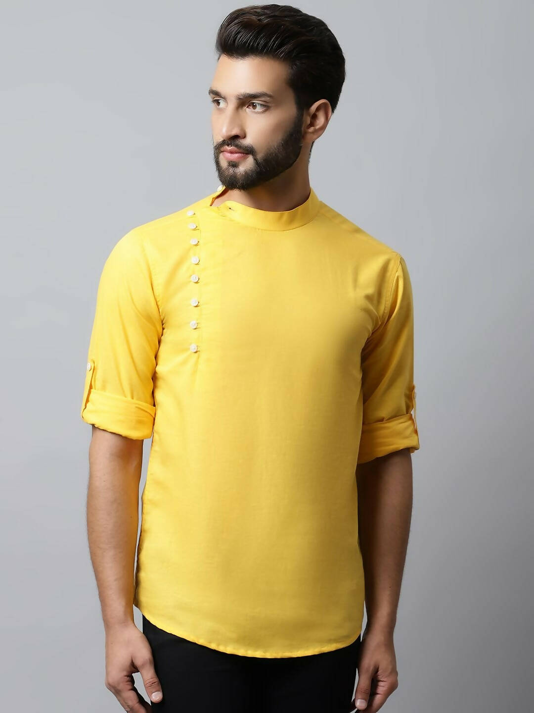 Even Apparels Yellow Color Pure Cotton Men's Kurta With Side Placket (MMS759) | Swadesiicart