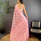 Joban Fashion Baby Pink Floral Motifs Banarasi Silk Sarees | Swadesiicart
