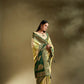 Joban Fashion Cream & Light Green Plain With Weaving Border Banarasi Silk Sarees | Swadesiicart