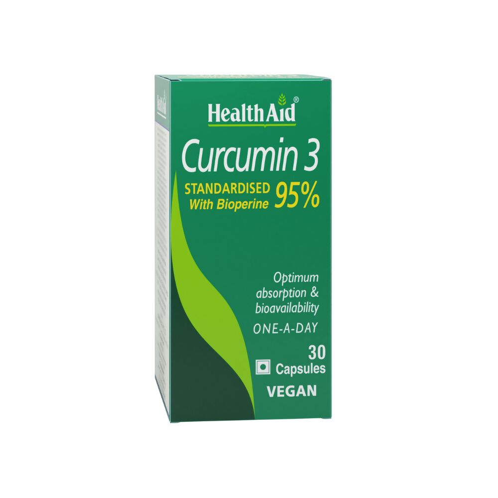 HealthAid Curcumin 3 Standardised with Bioperine 95% Capsules - Swadesiicart
