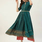 FIORRA Women's Turquise Poly Crepe Flared Kurta With Dupatta - Swadesiicart