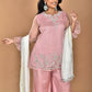 Morchari Women And Hand Embroidery Palazzo Set-Peach - Swadesiicart
