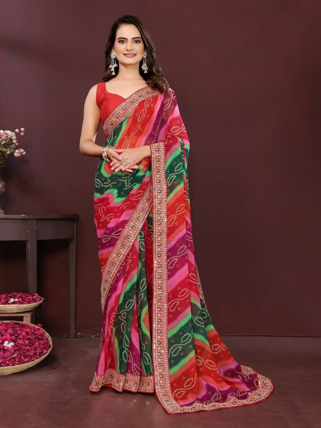 Ai Fashion Multi Georgette Digital Print Party Wear Saree