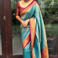 DEIANA'S Beautiful Designer Golden zari Soft Lichi Silk Saree - Sky Blue - Swadesiicart
