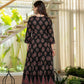 Jaimini Women Cotton Printed Round Neck 3/4 Sleeves Calf Length Flared Kurta Pant And Dupatta Set