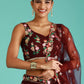 House of Panchhi Burgundy Net Sequinse Work Lehenga & Blouse, Dupatta | Swadesiicart
