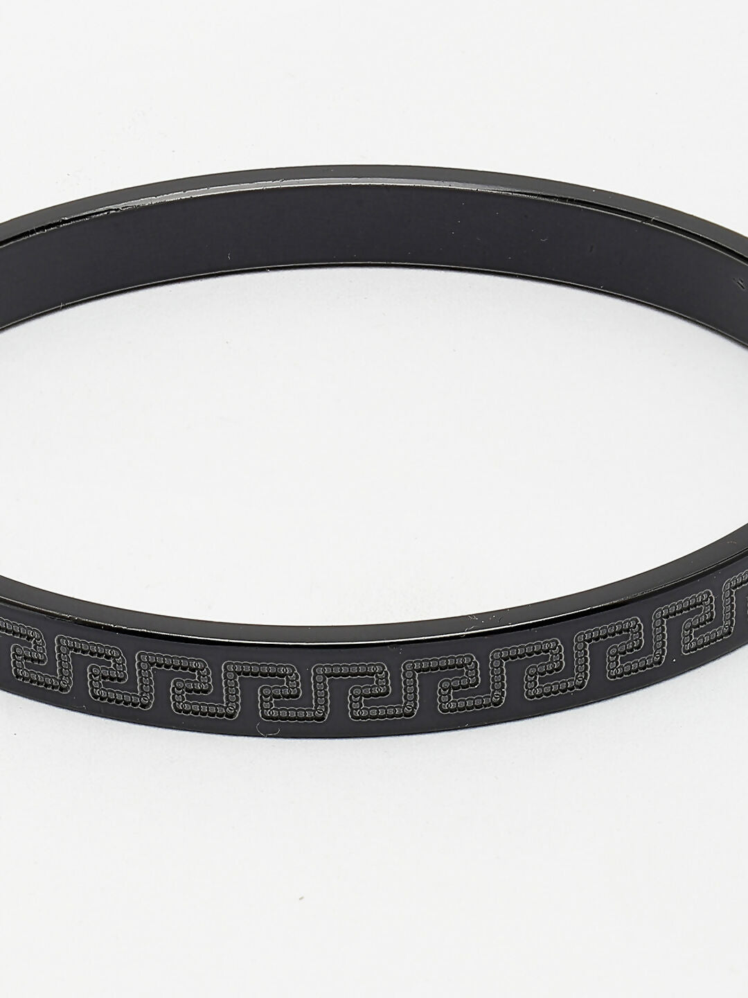 NVR Men's Black Rhodium-Plated Stainless Steel Kada Bracelet - Swadesiicart
