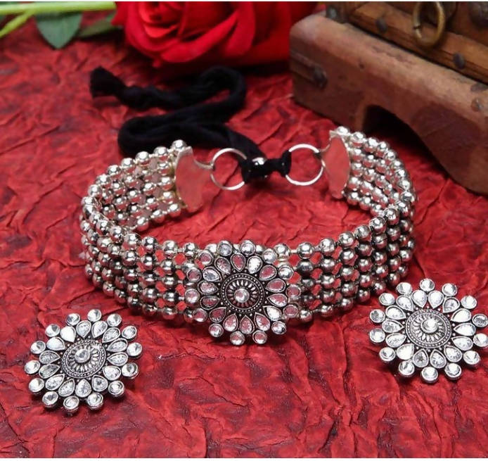 Mominos Fashion Silver color Necklace with Kundan work Mangalsutra - Mominos Fashion