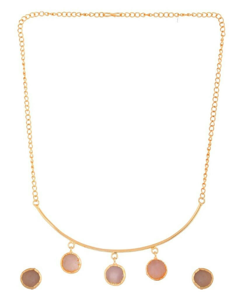 VOJ One Gram Gold-Polished Stone Studded Necklace and Earrings Set - Swadesiicart