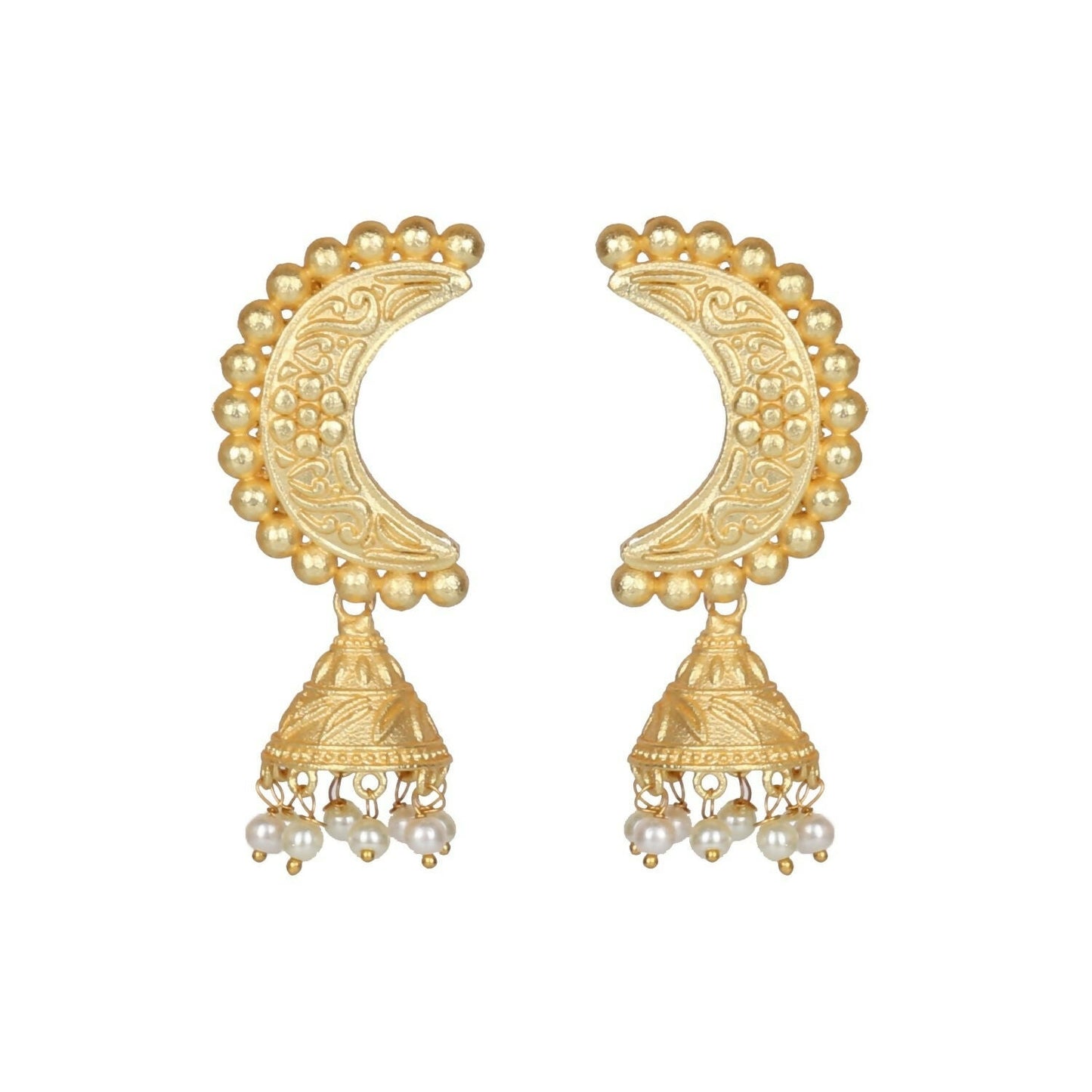 Joban Fashion Women Matte Gold Brass Earrings | Swadesiicart