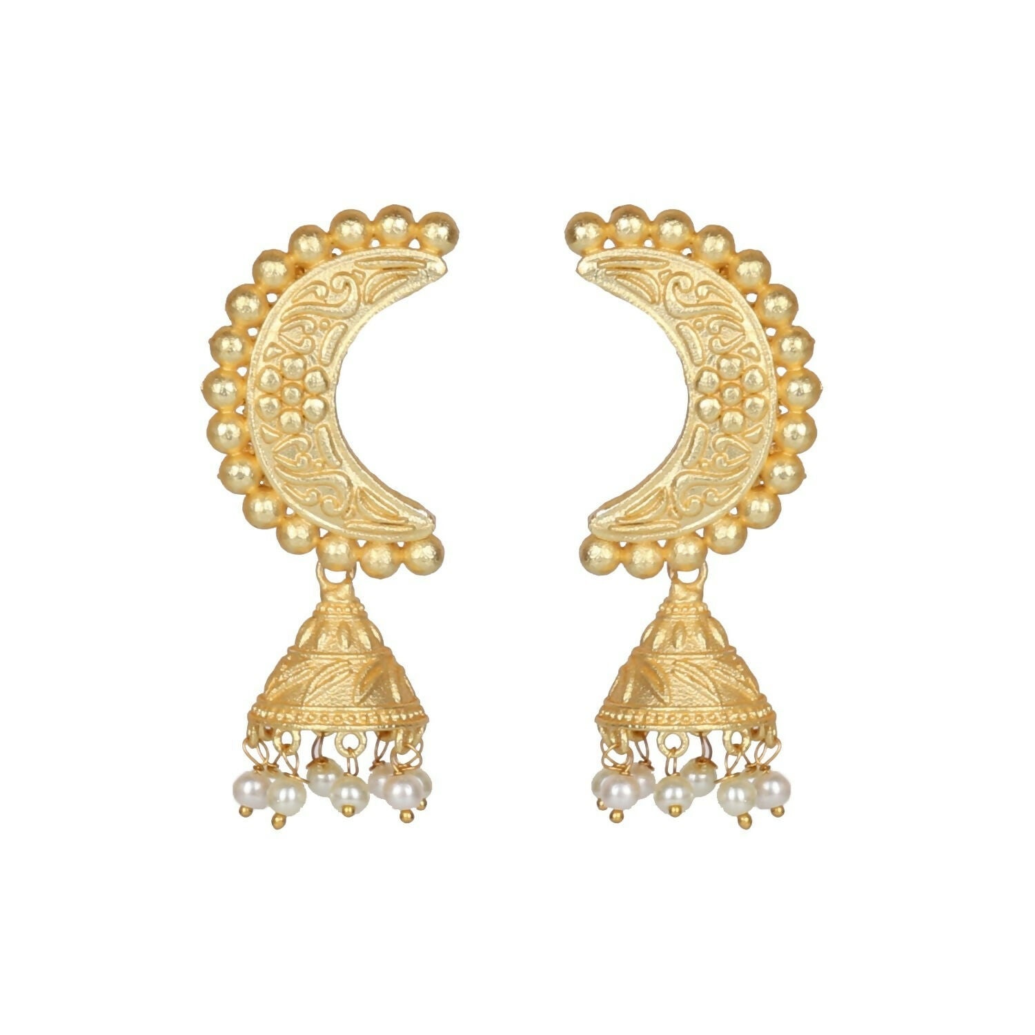 Joban Fashion Women Matte Gold Brass Earrings | Swadesiicart