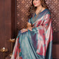 Aastha Fashion Magenta Tissue Silk Weaving Saree