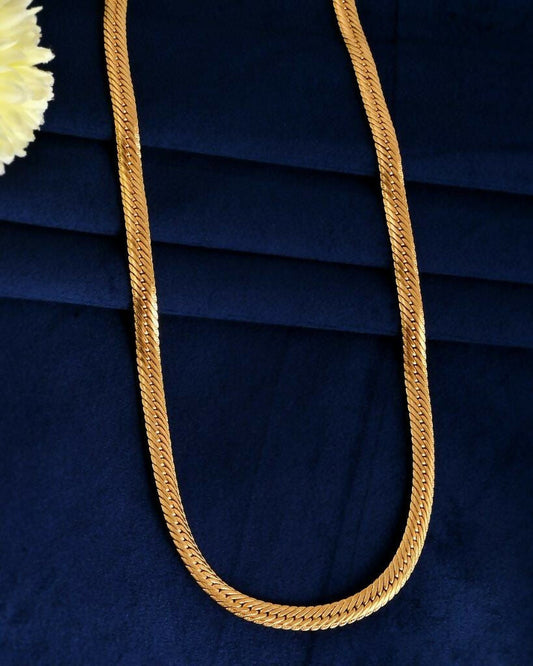 VOJ Gold-Polished Thick Flat Snake Chain | Swadesiicart