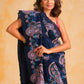Vamsee Suhanisha Navy Blue Korean Shimmer Silk Saree - Swadesiicart
