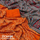 Orange Silk Blend Ajrak Saree with Unstitched Blouse - Hiral Fashion | Swadesiicart