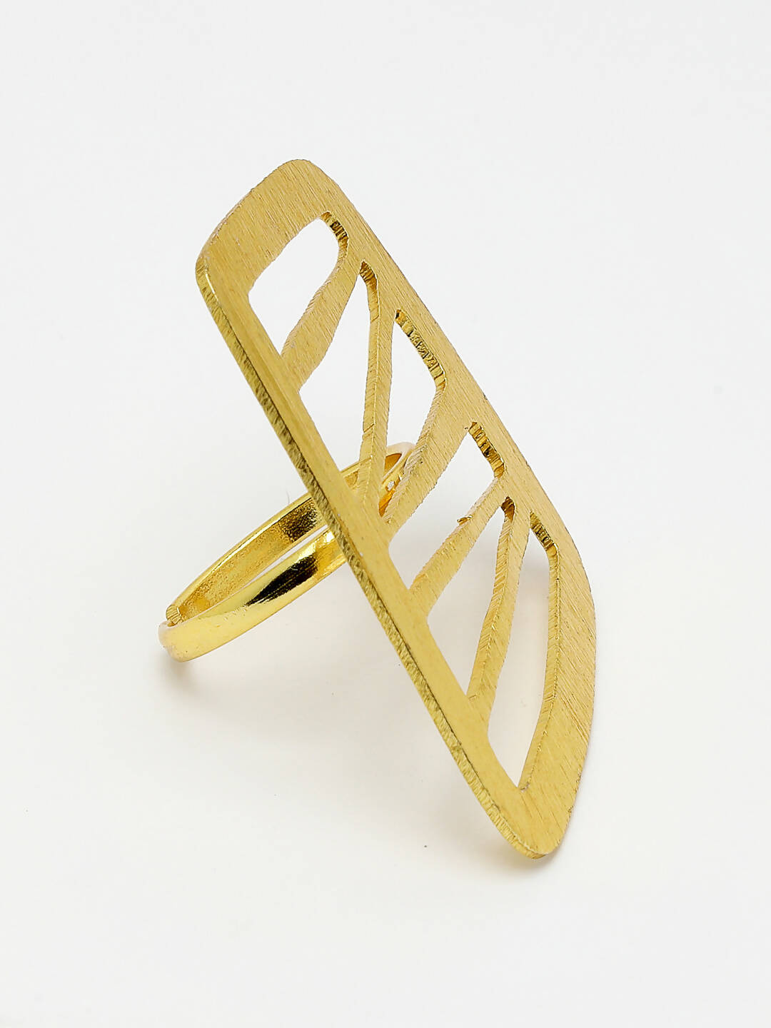 NVR Women Gold-Polished Solid Adjustable Finger Ring | Swadesiicart