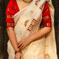 Cream Cotton Blend Warli Saree with Unstitched Blouse - Hiral Fashion | Swadesiicart