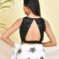 Amodini Designer Studio Black Sequined Pearl Sleeveless Padded Blouse - Swadesiicart