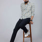 Miravan Men's White & Blue Floral Print Cotton Regular Fit Shirt | Swadesiicart