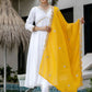 The52 White Women's Gorgeous Embroidered Chanderi Fabric Straight Kurta, Pant and Dupatta Set - Swadesiicart