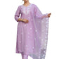 The52 Lavender Women's Beautiful Thread work Rayon Fabric with Straight Kurta, Pant and Dupatta Set - Swadesiicart