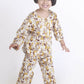 Breathables Sunny Yellow Animal Print Cotton Night Suit For Kids