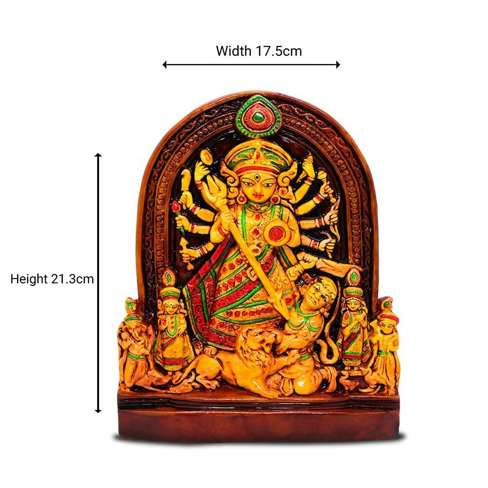 Rare Planet Stoneware Handpainted Maa Durga Standard - Swadesiicart