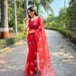 Vamsee Red-Garden Red Organza Saree - Swadesiicart
