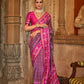 Magenta Banarasi Weaving, Ultra Aqua Finish, Zari Work Banarasi Silk Saree - Rath Kunti - Swadesiicart
