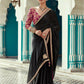 Anaita Black Embroidery Work Saree With Jacquard Work Blouse Piece