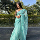 Vamsee Naina Blue Organza Saree - Swadesiicart
