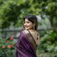 Vishnu Weaves Women's Wine Raw Silk Saree with Blouse - Swadesiicart