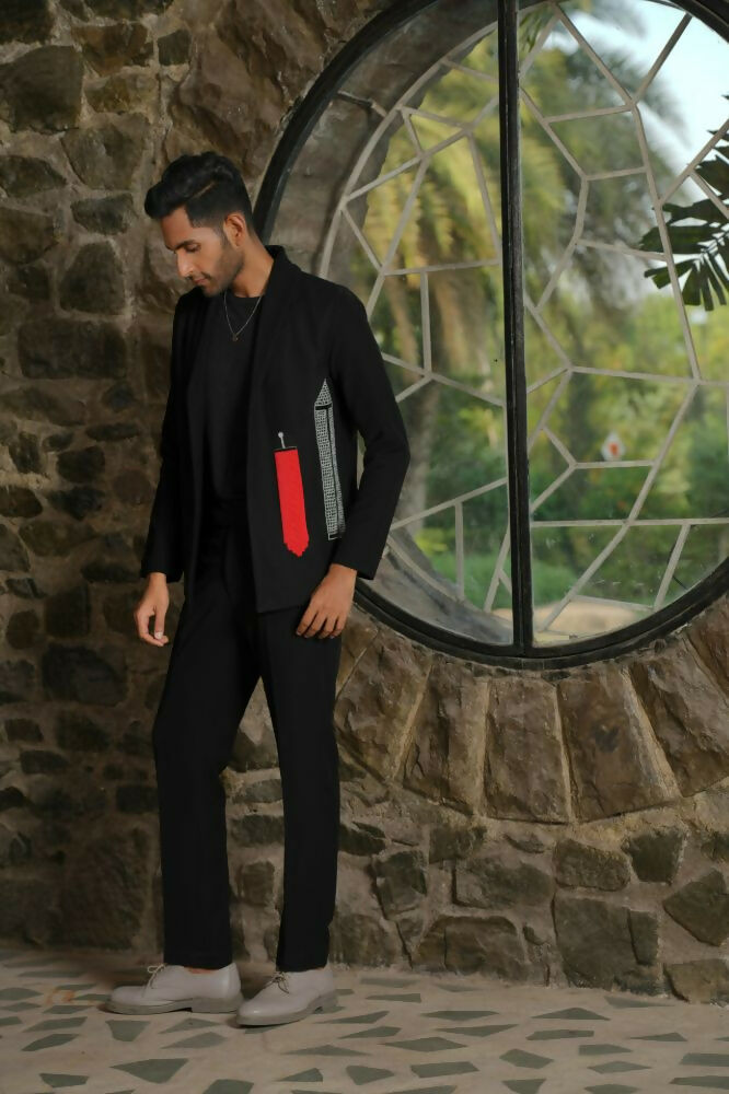 Statement Embroidered Black Co-Ord Set by Hilo Design - Swadesiicart