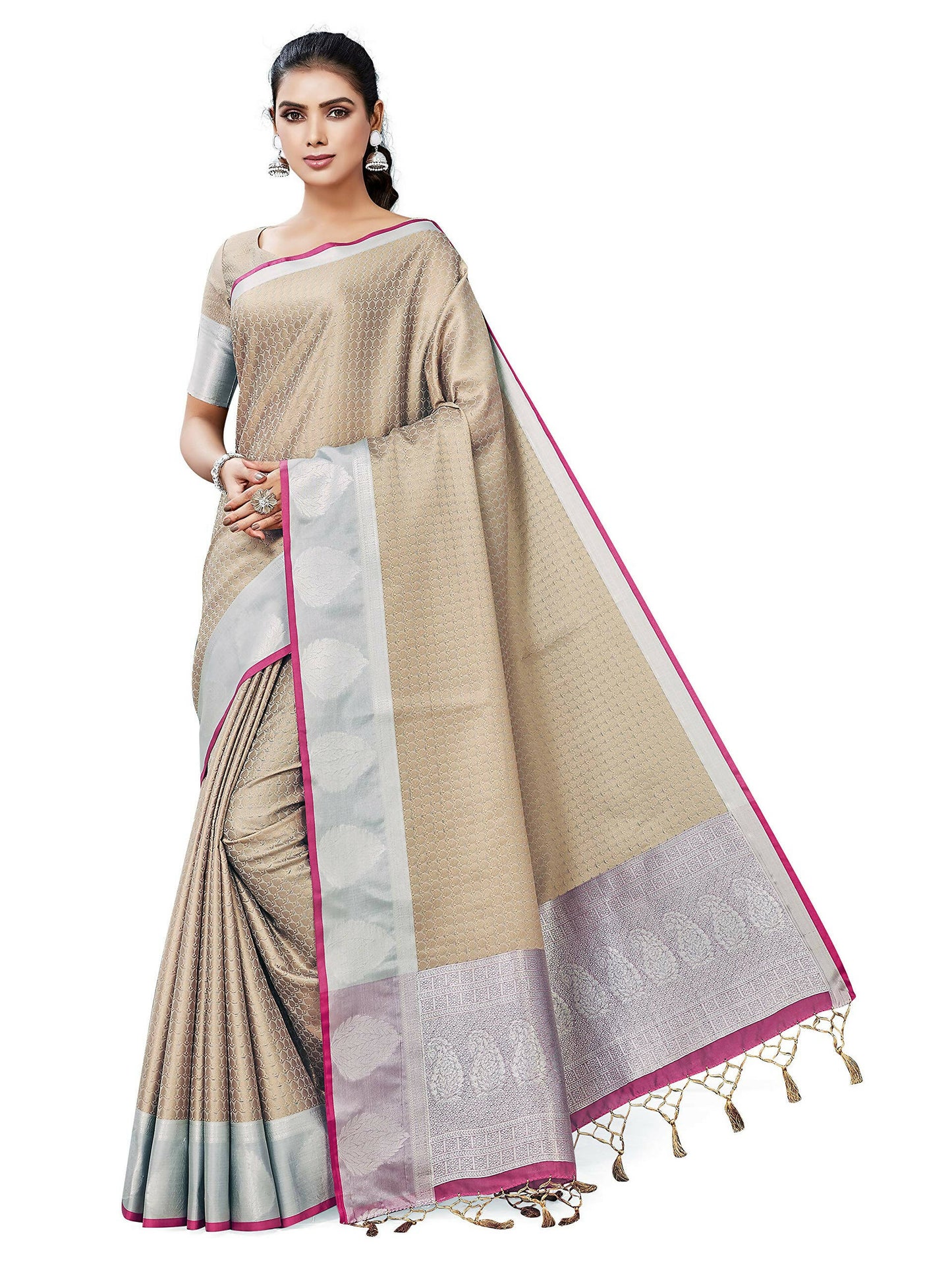 Mimosa Women's Banarasi Art Silk Brown Saree | Swadesiicart