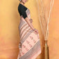 Very Much Indian Handblock Printed Cotton Saree With Natural Dyes - Peach | Swadesiicart