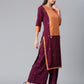 Ahalyaa Wine Crepe Solid Kurta Palazzo Set With Printed Dupatta | Swadesiicart
